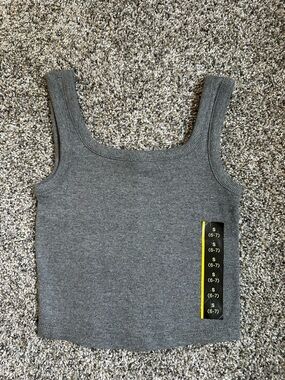 Gray Ribbed Art Class Square-Neck Tank Top - Girls